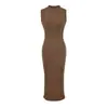 Elegante y maduro vestido de tirantes sin mangas estilo francés para mujer, nuevo verano 2026, corte ajustado, que realza la figura, elegante vestido largo bodycon