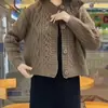 Nuevo suéter chaqueta de moda otoño e invierno, corte holgado, cuello redondo, color liso, cárdigan corto con diseño único, top de manga larga para mujer