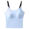 Sujetador de copa fija sin presión, que no se siente, sujetador tipo tank top amortiguador para deportes de intensidad media-alta, ropa interior de soporte suave, transpirable, de alta elasticidad