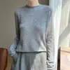 Outono/Inverno 2026 Nova Peça de Roupa de Alto Padrão em Seda e Caxemira Malha Gola Alta Meia Mangas Longas Camiseta Base