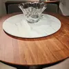 Nueva Mesa de Comedor de Madera Maciza Estilo Chino con Plato Giratorio de Piedra, Una Mesa y Seis Sillas, Mesa de Comedor Moderna Minimalista para el Hogar, Mesa Redonda de Madera de Fresno Blanco