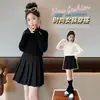 Ropa de Otoño 2025 Suéteres de Punto para Niñas Ropa de Otoño e Invierno para Estudiantes de Primaria Ropa de Punto para Niñas Camisas Base de Cuello Semi Alto Estilo Nuevo