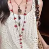 Colar Bohemian Retro com Contas de Cereja para Mulheres 2025 Novo Estilo Longo Moda Corrente de Clavícula Empilhada Acessórios