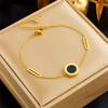 Não precisa tirar a pulseira romana de aço titânio de trevo de quatro folhas dupla face para banho, estilo ins feminino, luxo leve, pulseira simples, joia personalizada