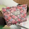 Bolsa de Maquillaje Floral Estilo Pastoral, Bolsa de Almacenamiento de Lona Portátil de Gran Capacidad, Cartera Artística con Cremallera al por Mayor