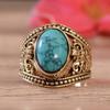 Deseo suministro popular anillo retro turquesa verde incrustado comercio electrónico transfronterizo joyería regalo compromiso hombre europeo