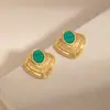 Brincos de Estilo Transfronteiriço Europeu e Americano, Design Estilo Ins Francês, Brincos de Aço Inoxidável Turquesa, Brincos de Pérola de Alta Qualidade