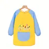 Macacão de Pintura Infantil Manga Longa Impermeável Vestir ao Contrário Velcro Babador de Arroz para Bebê Avental de Pintura Artística para Jardim de Infância