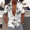 Camisa Masculina Árvore de Coco 2026 Estampa 3D Camisa Havaiana Masculina Praia Manga Curta Top Fashion
