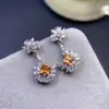 Pendientes Fanta Naturales de Alta Calidad Plata de Ley s925 Pendientes con Diseño de Copo de Nieve de Zirconia Elegantes Elegantes Elegantes Elegantes Pendientes