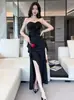 Vestido Sexy para Boate com Decote Profundo e Fenda, Vestido Longo Bodycon para Festa, Uniforme de Trabalho Longo Estilo Suave para Terapeuta de Massagem nos Pés para Spa