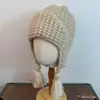 Gorro con Orejeras de Hilo Grueso Trenzado con Borlas Ins Lindo Estilo Coreano Gorro de Punto Acanalado Otoño e Invierno para Niñas Gorro de Aviador