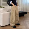 Pantalones Cargo Casuales de Pierna Recta Retro MYQ para Hombre Otoño Sueltos de Pierna Ancha Estilo Coreano para el Trabajo Pantalones Largos hasta el Suelo