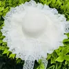 Chapéu de Palha Renda Onda Grande para Mulheres e Crianças, Chapéu de Sol com Proteção Solar, Chapéu de Sol de Verão, Chapéu de Praia para Férias na Beira-Mar