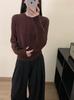 Cardigan de Lã Vermelho Ankora! Macio e Confortável 100% Lã com Botões Gola Redonda Tricotado para Mulheres no Outono Jaqueta Simples e Versátil