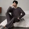 Pijama de hombre para primavera y otoño, conjunto casual de manga larga de algodón puro, nueva colección de otoño 2026, talla grande, se puede usar como ropa exterior, conjunto de ropa de estar para hombre