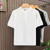Camisa Polo Tricotada Estilo Americano para Homens, Manga Curta, Fina de Verão, Respirável, Polo Retrô, Top Casual Tendência Estilo Coreano