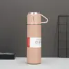 Nova caneca térmica de aço inoxidável com três tampas, caneca de presente para escritório, estilo moderno simples, caneca para acompanhar