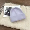 Azul Misturado ~ Gorro de Tricô de Pelo de Coelho Misturado Estilo Coreano Chapéu de Lã de Cor Pura para Mulheres Outono e Inverno Casal Quente Simples Chapéu para Frio