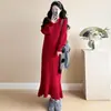 Ropa de maternidad otoño e invierno holgada de moda nuevo estilo purpurina fina engrosado temperamento adelgazante suéter de punto dulce de moda falda de cola de pez