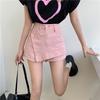 Pantalones cortos de mezclilla para mujer, ajustados, con diseño Sense, pequeños y sexys, color rosa, novedad de verano, pantalones cortos anchos de pierna A.
