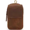 Riñonera de Cuero Genuino para Hombre de Venta Caliente Cuero Crazy Horse Bolsa para Teléfono Móvil Retro para Exterior Cinturón de Tres Capas Bolsa Colgante Pequeña