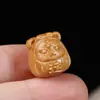Pulseira de Contas com Pingente de Tigre da Sorte Esculpido em Sândalo Acessórios Chaveiro de Celular Tecido à Mão Joia
