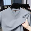 Camiseta Casual de Alta Gama Transfronteriza de Moda para Hombre Verano 2025 Nueva Moda Manga Corta con Cuello en V Camiseta para Hombre