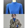 Suéter Básico de Manga Larga Klein Blue de Moda para Mujer con Cuello Alto Medio para Otoño e Invierno, Top de Punto de Alta Gama para Vestir en Capas