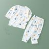 Traje de bebé verano algodón traje de dos piezas para hombre y mujer ropa fina para aire acondicionado pijama dividido ropa de verano de manga larga para bebé