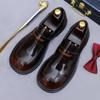 Sapatos de couro Big Head, camada superior de couro de vaca, cabeça redonda, sapatos casuais de couro, sapatos sociais casuais masculinos