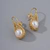 Pendientes de nicho de alta gama con forma de gota, huecos de nido de pájaro, perlas naturales, pendientes de temperamento