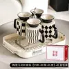 Conjunto de Canecas de Cerâmica Cor Creme Estilo Hepburn Francês de Alto Valor Estético, Combinação de Xícaras de Café com Leite, Copos Altos