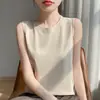Camiseta sin mangas de algodón puro para mujer, sencilla y ajustada, top base de punto sin mangas para primavera y verano
