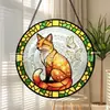 Pendente Colorido de Vidro Raposa Cruzada Ornamento de Vidro para Casa Decoração de Janela Jardim Pegador de Sol