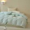 Juego de ropa de cama de algodón 100% tejido, cepillado, minimalista y lujoso, de color liso, que incluye funda de edredón, sábana plana, sábana bajera y funda de almohada