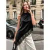 Nueva blusa de encaje sin mangas versátil de estilo europeo y americano transfronterizo de verano, elegante, ajustada, para mujer