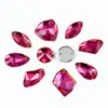 Vidro Roxo-Vermelho Fluorescente Strass Costurado à Mão Chanfrado Fundo Plano Pedras Costuradas à Mão Gota d'Água Forma Irregular Galvanizado DIY Joias Acessórios para Roupas