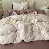 Nuevo Juego de Ropa de Cama de Cuatro Piezas Clase A, Capa Doble de Gasa Grado Materno e Infantil Hojas para Dormir Desnudo Estilo Ins, Funda Nórdica, Juego de Cama de Tres Piezas para Dormitorio