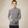 Suéter de Cuello Alto Medio de Otoño e Invierno 100% Cachemira Pura para Mujer, Suéter de Cuello Alto Medio Cálido Sencillo de Color Puro Tejido para Usar Debajo con Suéter Interior