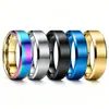 Anillo de Acero Inoxidable Cepillado Multicolor de 8 mm de Ancho, Anillo de Acero de Titanio que no se decolora para Hombres y Mujeres, Anillo Liso Versátil