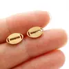 Accesorios Europeos y Americanos para Amazon Acero Inoxidable Calado Patrón de Dibujos Animados Girasol Manzana Corazón Candado Aretes Clavos para Orejas