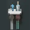 Soporte para cepillos de dientes sin perforaciones, vaso para enjuague bucal, vaso para cepillos de dientes, montaje en pared, caja de almacenamiento montada en la pared para baño, juego de cepillos de dientes