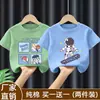 Novo Conjunto de Verão 2026 para Crianças Pequenas: Camiseta de Manga Curta para Meninos, Estampa de Desenho Animado, Algodão Puro, Top Bebê Tendência