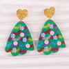 Pendientes de Navidad Europeos y Americanos, Forma de Corazón, Pendientes Acrílicos de Árbol de Navidad Coloridos, Colgantes de Oreja Simples y Únicos, Joyería para Mujer