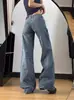Jeans Blancos de Mezclilla Desgastados Estilo Retro Americano Tallas Grandes para Mujer, Diseño Primavera/Verano, Cintura Alta, Adelgazantes, Pantalones Anchos de Pierna Recta