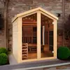 Fabricante Fornece Sala de Sauna a Vapor Seco, Sala de Sauna a Vapor Seco Pontiaguda, Sauna de Suor Espessa em Madeira Maciça, Sala de Sauna Aquecida com Pedra Vulcânica