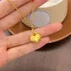 Pingente Coração Sólido Coração de Pêssego Superfície Brilhante Superfície Fosca Pingente Coração Pequeno e Gordo Colar Feminino Corrente de Clavícula DIY Feito à Mão