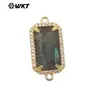 WT-C326 opcional multicolor piedra natural rectángulo circonita adornos conectores colgantes accesorios para joyería DIY