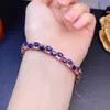 Pulseira de Safira Natural, a Cor é Excelente, Cada Pedra é uma Peça de Qualidade Premium, Finamente Trabalhada com Incrustação de Prata S925, Tamanho da Pedra Principal 4*5mm